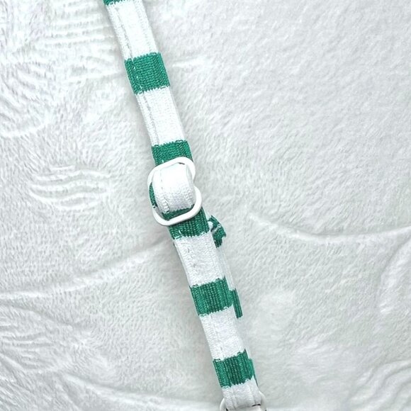 & Other Stories Green White Striped Triangle Bikini Top Tie Back Size 12 - Picture 7 of 10